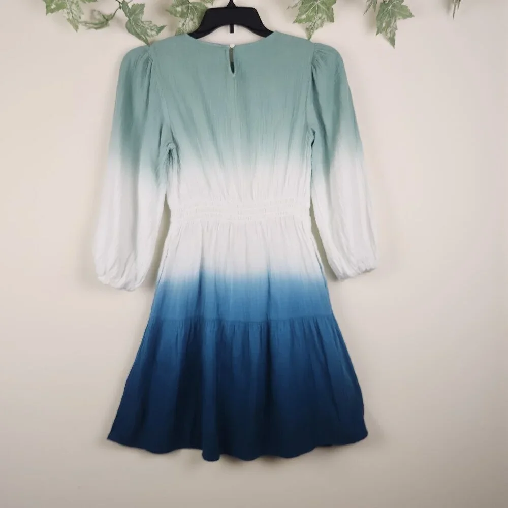Universal Thread Size XS Cotton Gauze Ombre Elastic waist Dress with Pockets - Picture 7 of 9